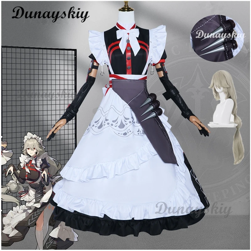 

Game ZZZ Rina Cosplay Costume Game Zenless Zone Zero Alexandrina Sebastiane Cosplay Cute Maid Costume wig Rina Cosplay