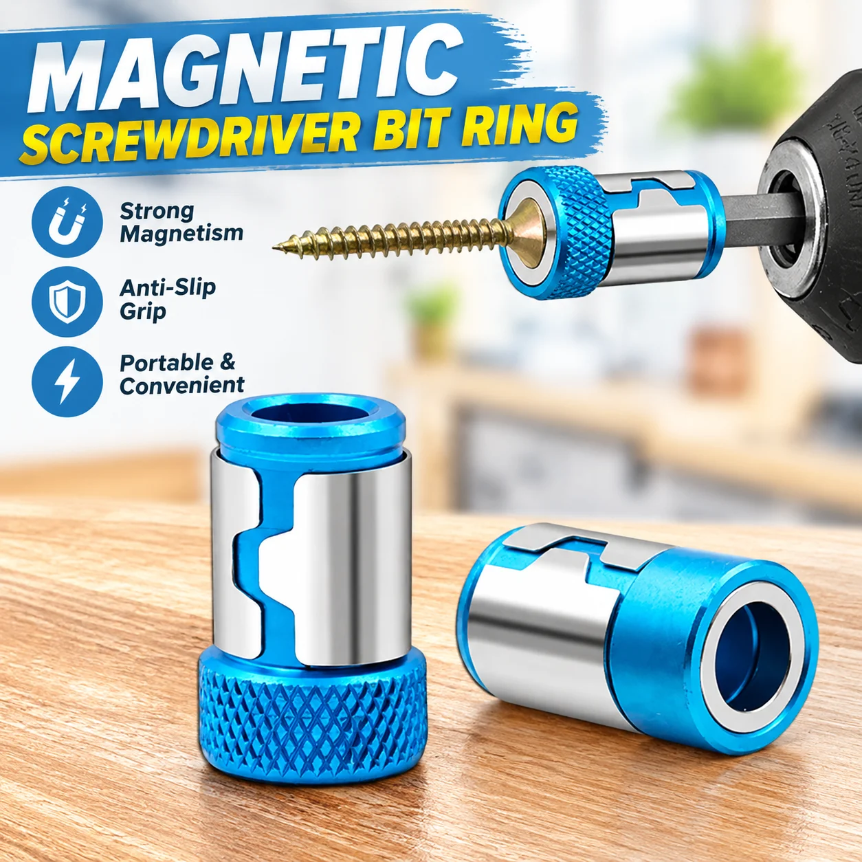 Magnetic Screwdriver Bit Ring Electric Cross Adapter Magnetizer Anti-Slip Strong Enhancer Circle Portable Power Tool