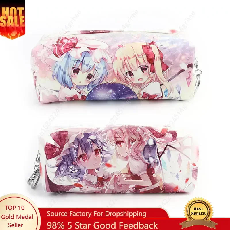 Anime TouHou Project Zipper Cosmetic bag Hakurei Reimu Character Pencil Pouch Travel Makeup Bag