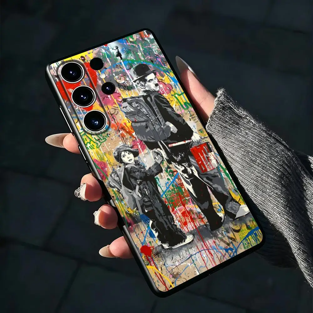 Banksy Graffiti Art Phone Case For Samsung Galaxy S26 S25 S24 S23 S22 S21 S20 Plus Ultra Fold A Soft Black