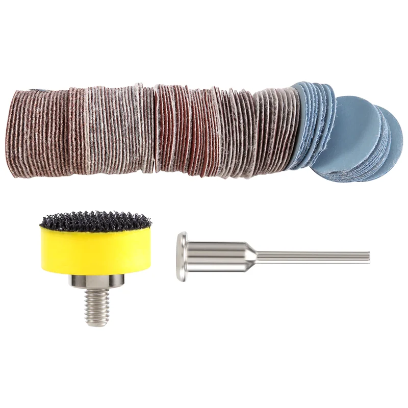 AC88-100Pcs 25Mm 1 Inch Sander Disc Sanding Disk 100-3000 Grit Paper With 1Inch Abrasive Polish Pad Plate + 1/8 Inch Shank For D