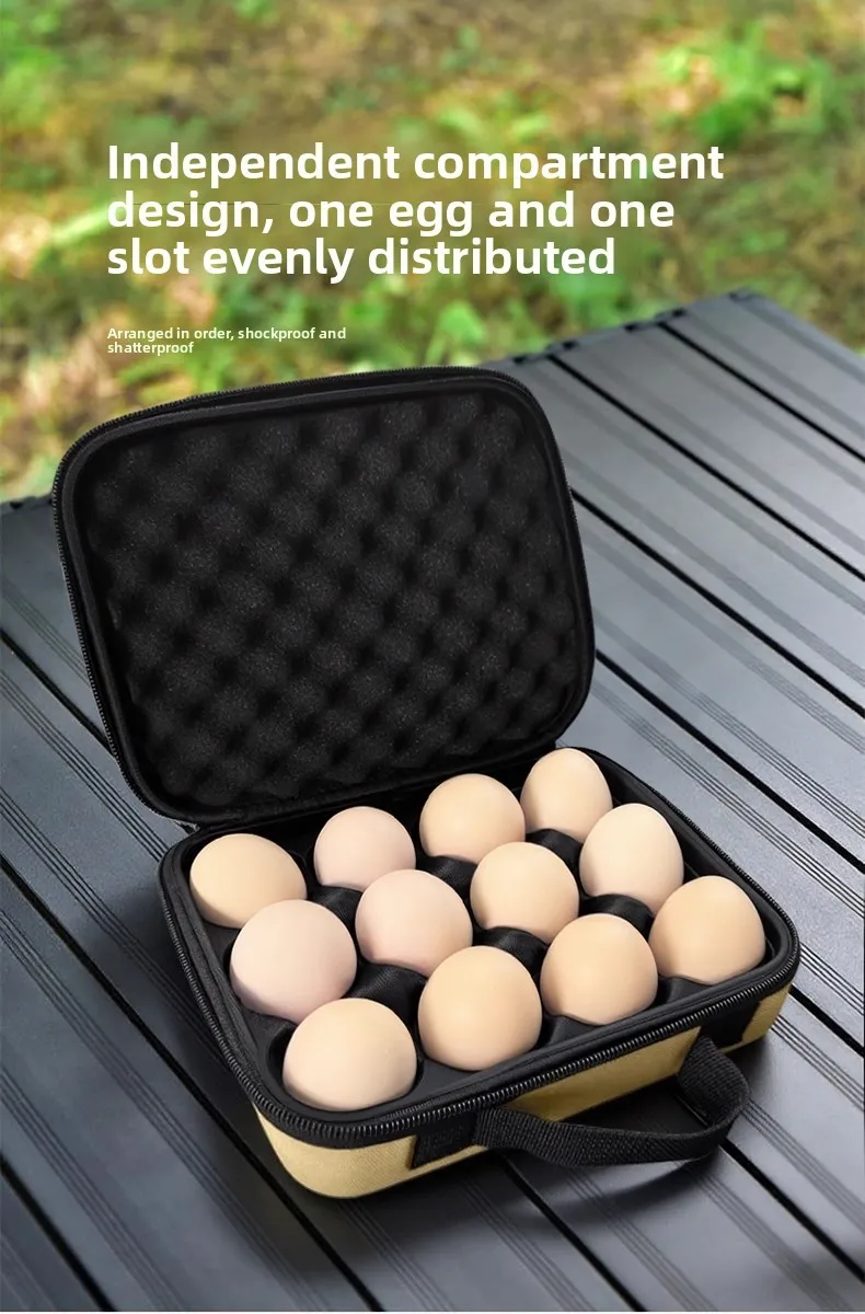 1×EVA Camping-Eier-Aufbewahrungsbox, tragbarer, stoßfester Eier-Tragekoffer, 6/12 Fächer, bruchsicher, für Reisen, Picknicks, Outdoor-Wanderungen, Eierhalter – Detail 6
