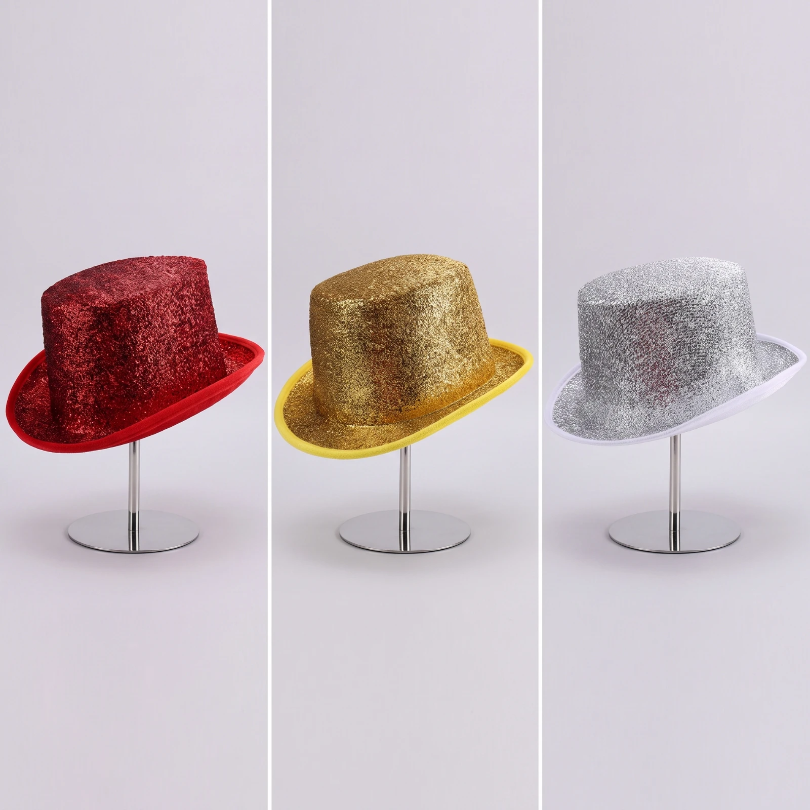 Glitter Top Hat Adjustable Glitter Magician Hat Shiny Classic for Magicians, Illusion Shows, Stage Performances