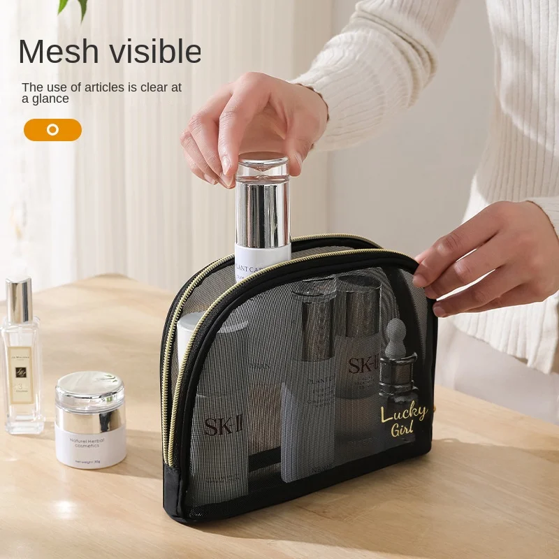 New Transparent Mesh Makeup Bag Female Toiletry Kit Women\'s Travel Cosmetics Storage Bags Makeup Artist Organizer handbag Sac