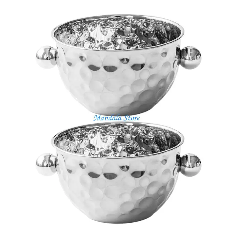 

U2JC Modern Hammered Texture Stainless Steel Bowl For Food Mixing And Drink Chilling