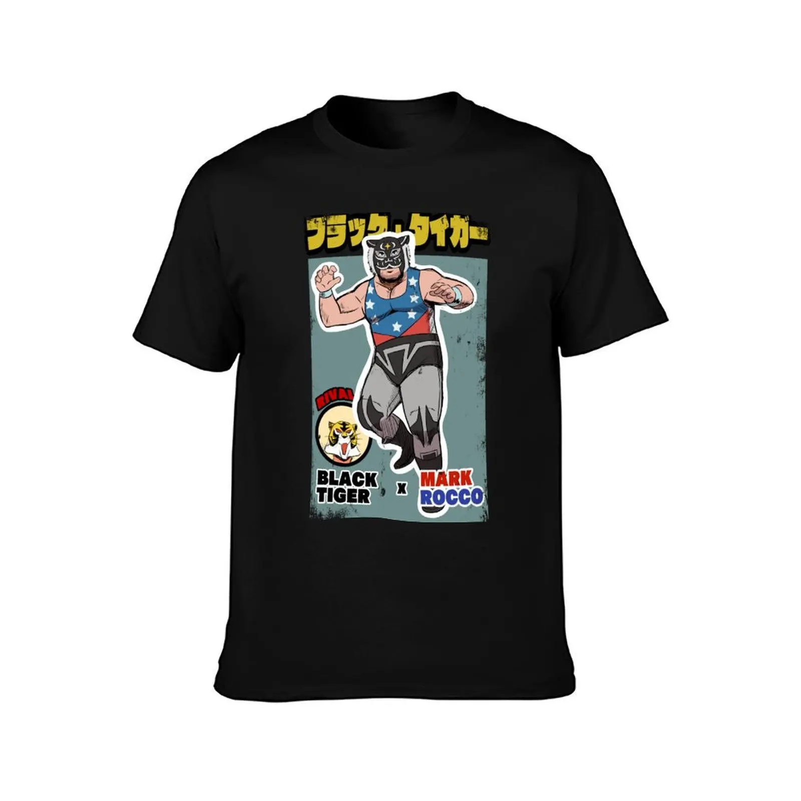 Black Tiger Mask T-Shirt Basic Solid Color Short Sleeve Cotton Top