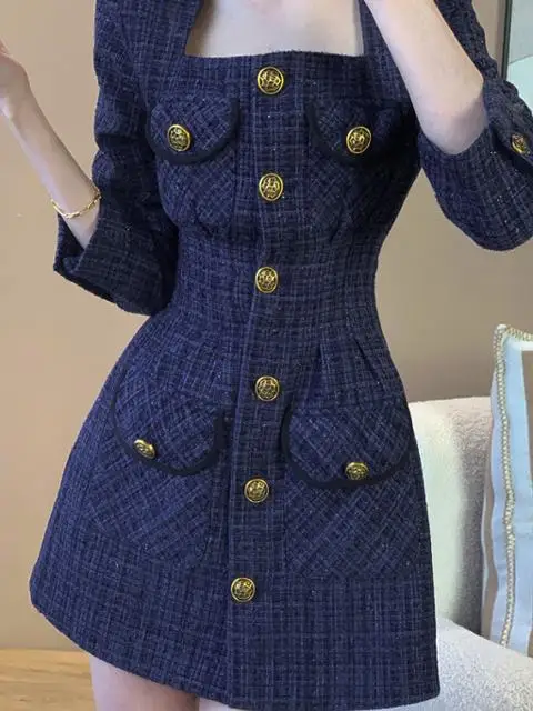 Ele Gonna longuette a trapezio per ort Donna Bottone singolo Vita alta Dimagrante Donna Dr Autunno Inverno Lungo Sve