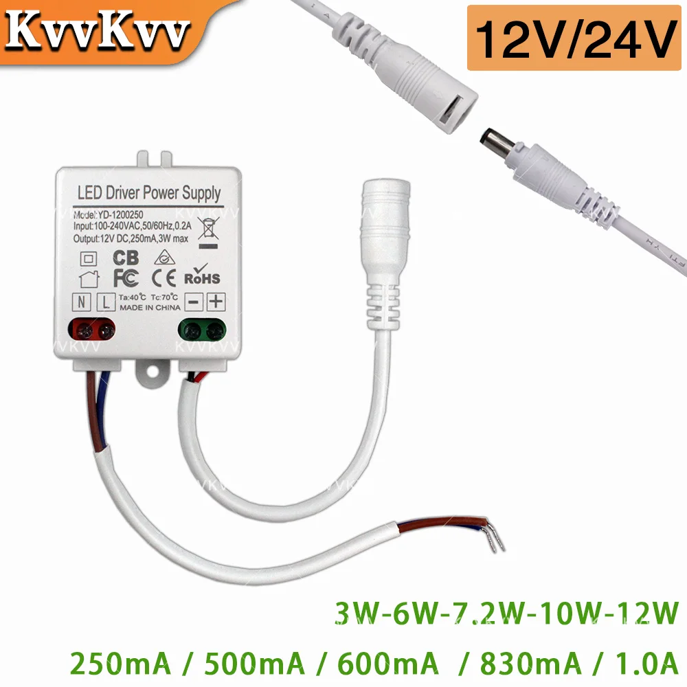 

DC 12 В 24 В Светодиодный драйвер постоянного напряжения Источник питания 3 Вт 6 Вт 7,2 Вт 10 Вт 12 Вт Источник питания с выходом постоянного тока Трансформатор мощности Подходит