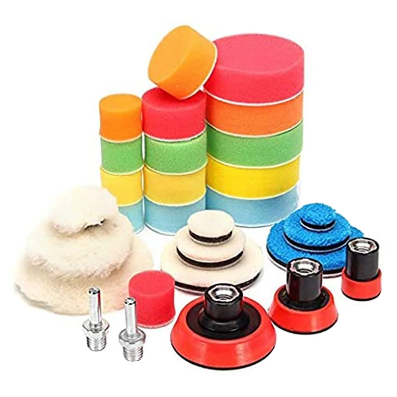 

29Pcs Waxing Sponge Polishing Pad Wool Backing Plate Car Polishing Tool Set For Polisher Polishing Machine Car Wash