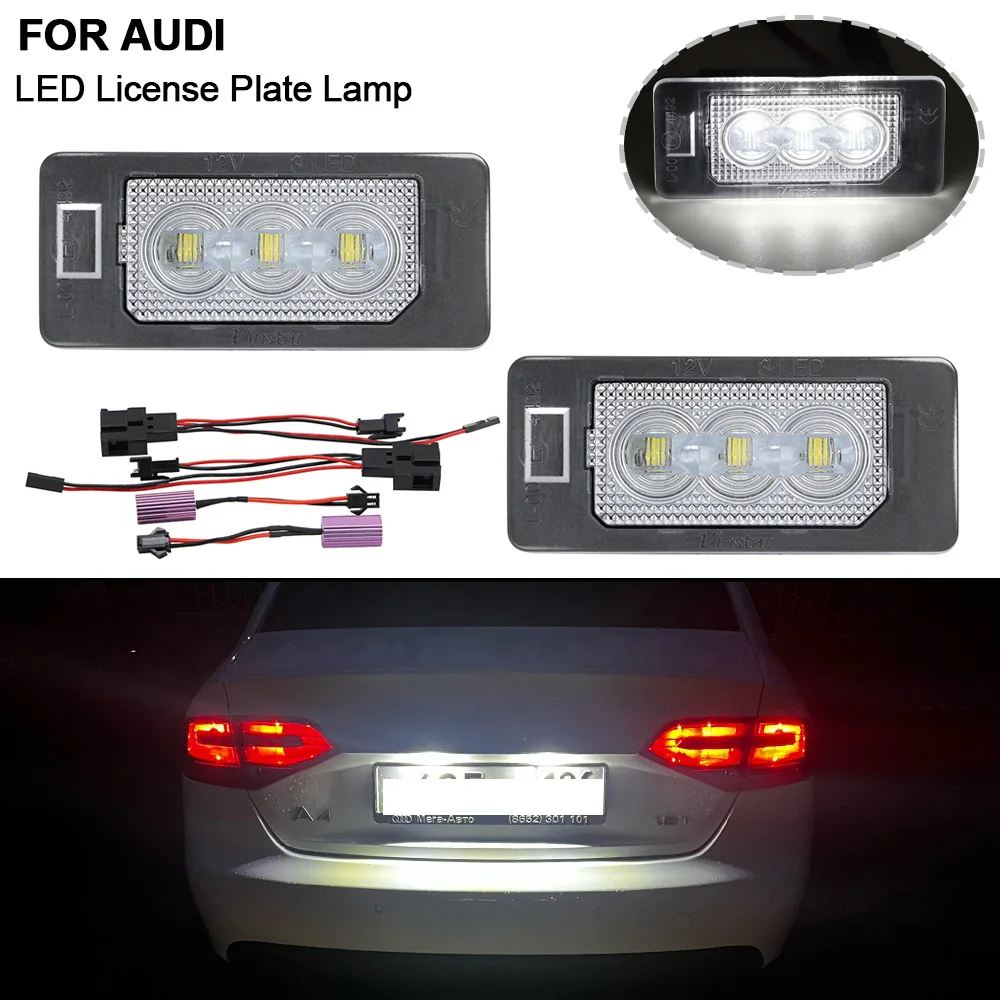 For Audi A1 A4 B8 A5 S5 A6 C7 A7 Q5 RS5 TT TTS Number Plate Lamps Error Free with Canbus 2PCS Plug&Play License Plate LED Lights