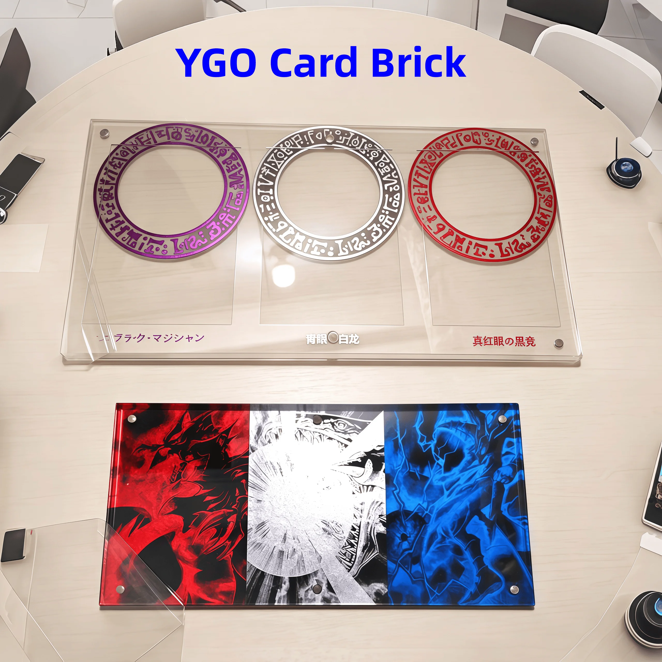 Yu Gi Oh Anime Character Card Brick Egyptian Blue-Eyes White Dragon Dark Magician Girl Red-Eyes Black Dragon Acrylic Toy