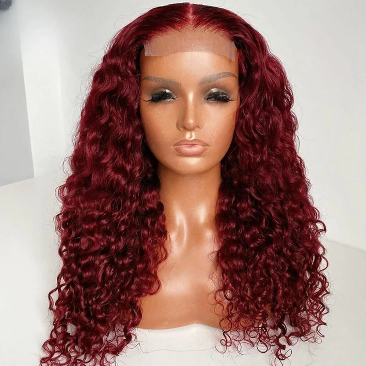 

26inch Wine Red 99j 180Density Glueless Long Kinky Curly Deep Lace Front Wig For Women With Baby Hair Preplucked Daily