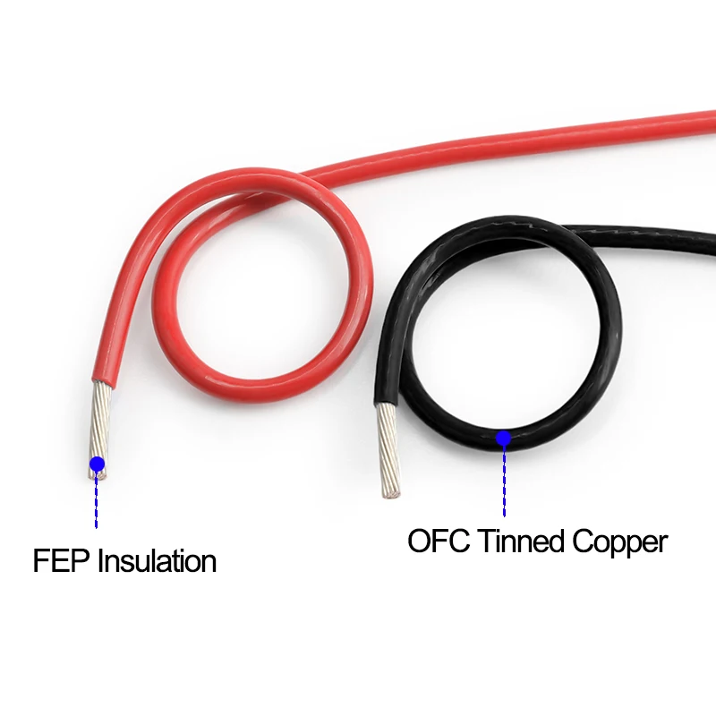 10m High Temperature 1332 Electronic Wire 30/28/26/24/22/20/18/16/14/12/10AWG 200℃ FEP Insulated Copper Cable 3D Printer Line