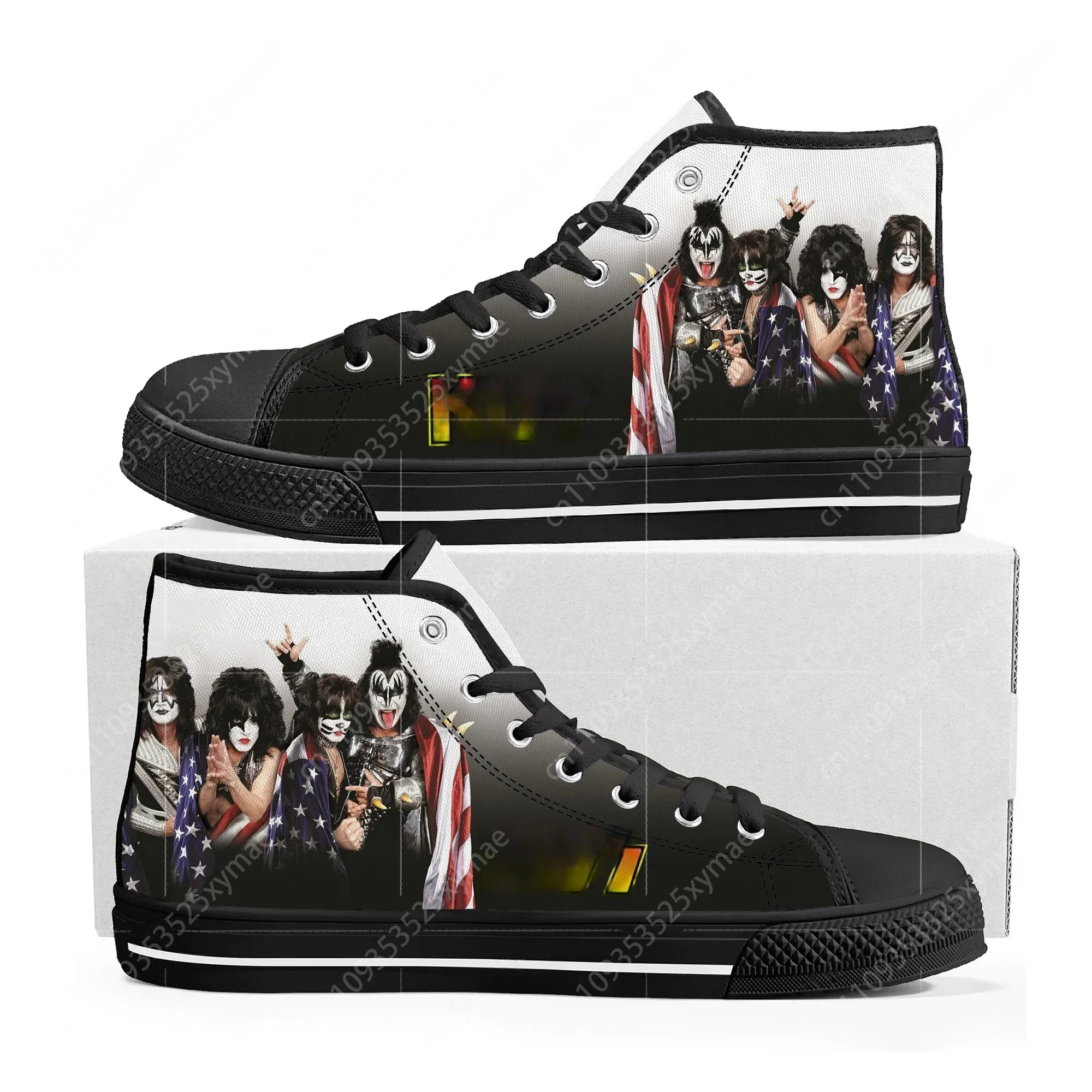 

Kiss Heavy Metal Rock Band High Top Sneakers Mens Womens Lightweight Canvas Sneaker Ghana Hiking Casual Custom Shoes