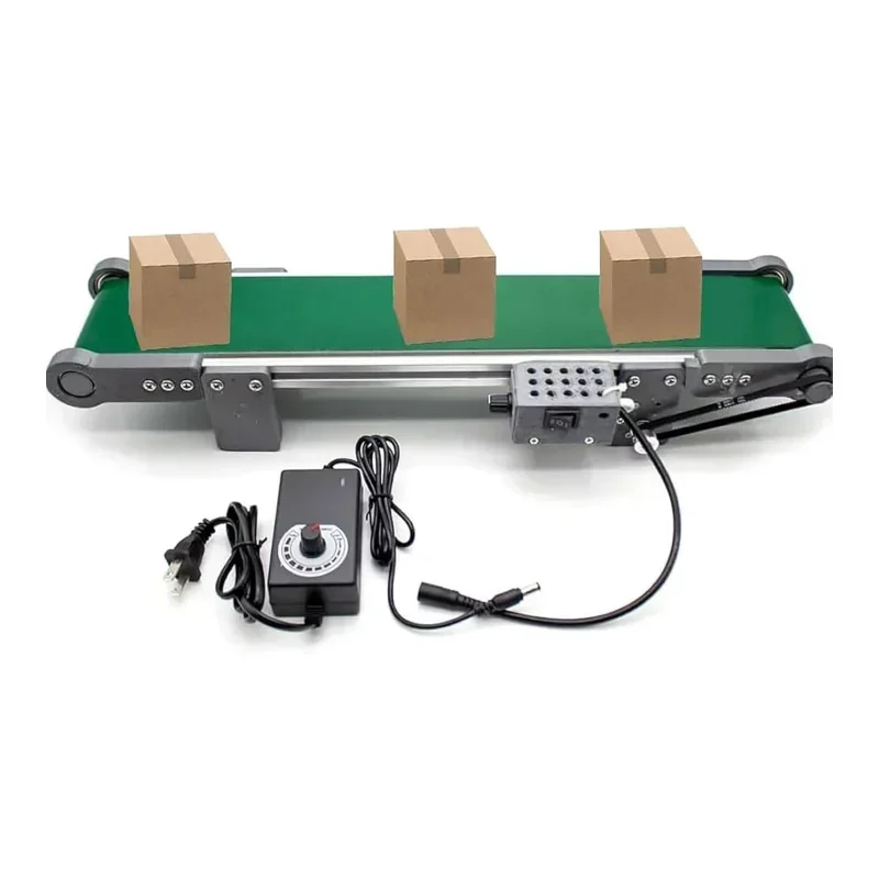 10x100cm Desktop Conveyor Belt Mini Portable Laboratory Conveyor Belt with Forward Reverse Pause Functions 1.8-7.6cm/s 0-116RPM