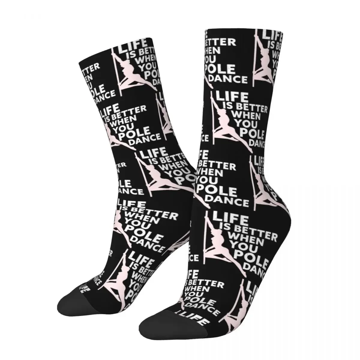 Life Is Better When You Pole Dance Fitness Pole Dancing Socks Harajuku Sweat Absorbing Stockings All Season Long Socks