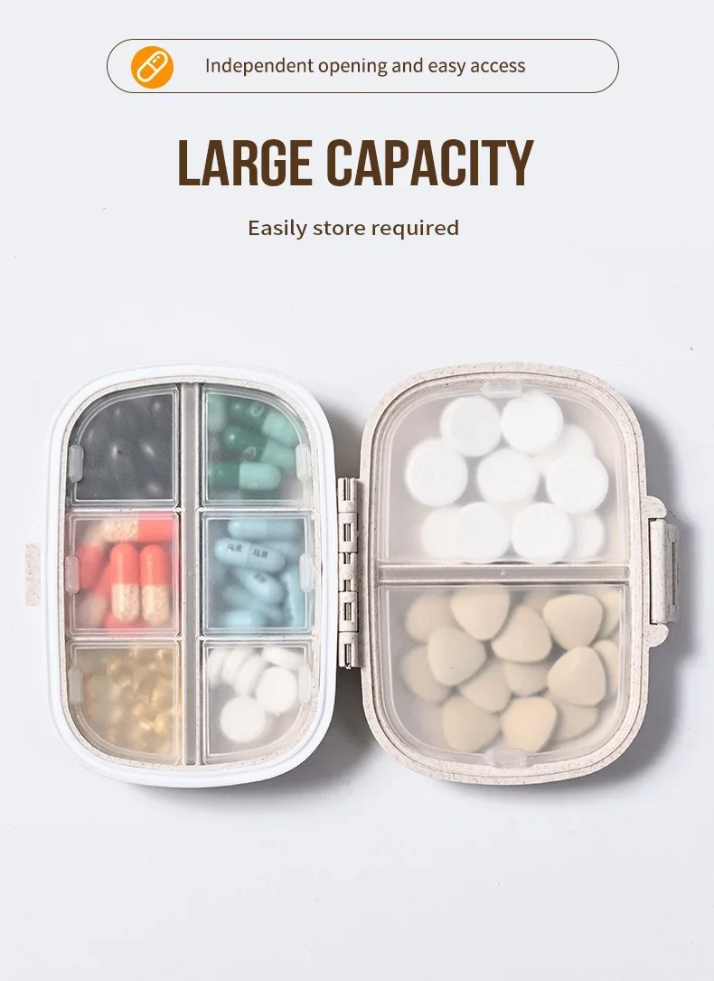 Kompakter wöchentlicher Pillen-Organizer, tragbare minimalistische Reise-Medizinbox, täglicher Aufbewahrungsbehälter für Tabletten und Vitamine – Detail 3