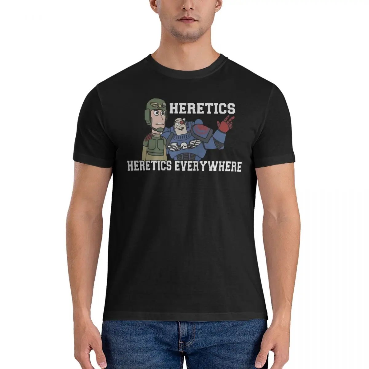 Heretics, Heretics Everywhere Print T-Shirts Men W-Warhammer 40k Unique Cotton Tees Crewneck Short Sleeve T Shirts