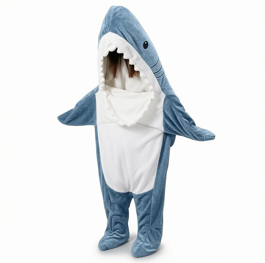 Pajamas Warm Shark One Piece Pajama Onesie Wearable Blanket 