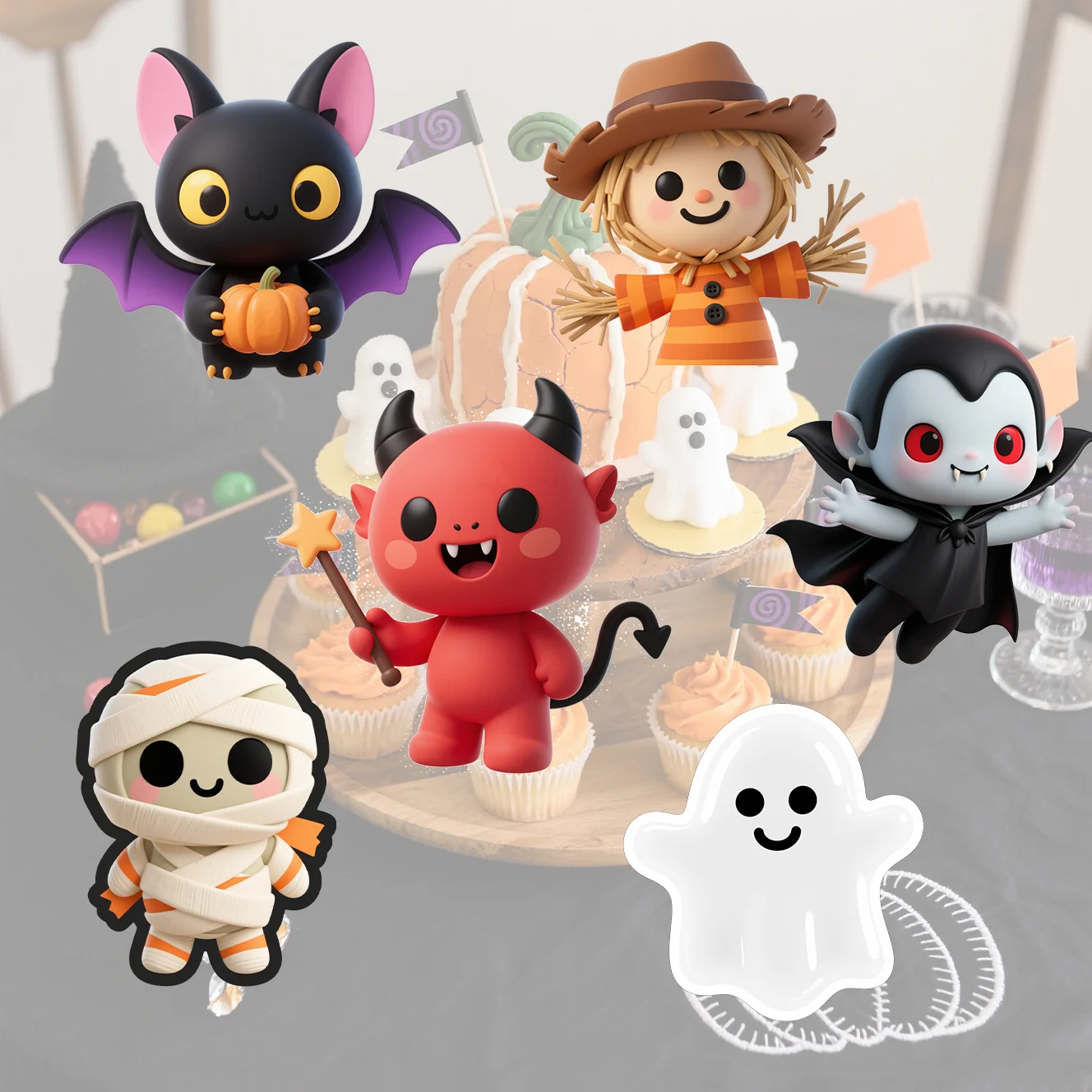 

Halloween Easy-To-Tear Waterproof Diy Decals For Children Cute Cartoon 3D Transfer Uv Crystal Stickers For Coffee Glass Jars