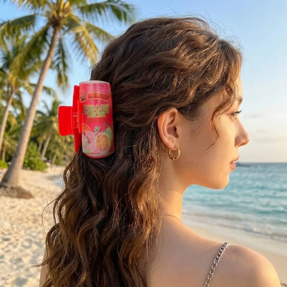 Sweet Hairpin Hawaiian Juice Jar Hair Claw Large Size Colorful Plastic Shark Clip Large Geometry Beverage Can Hair Clip Beach