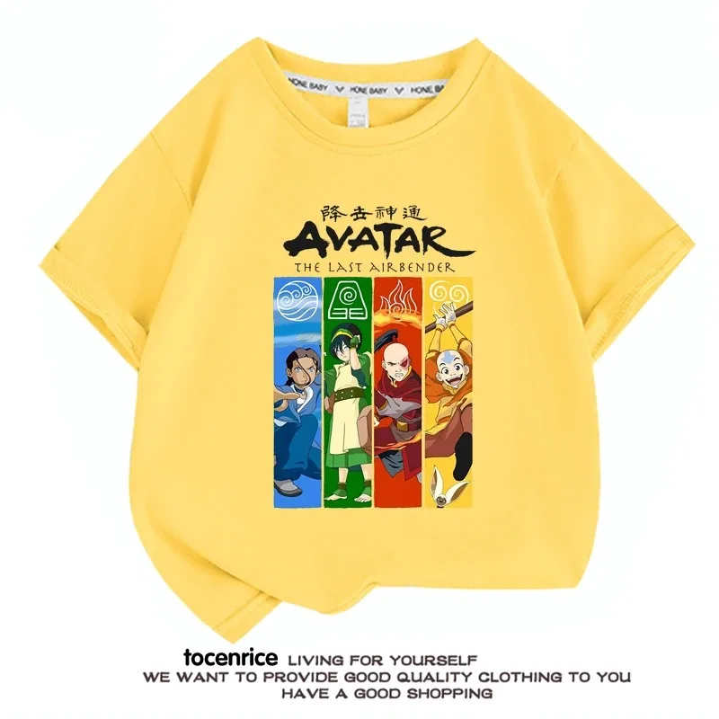 Anime Avatar The Last Airbender T Shirts Summer Fashion Kids Casual Boys Girls Unisex Crew Neck Tshirt Top Parent-child Clothing