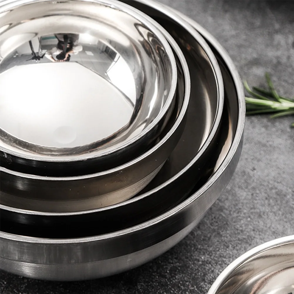Stainless Steel Bowls Double Layer Salad Bowl Deep Dish Tableware Insulation Soup Rice Bowls Kindergarten Children\'s Bowl