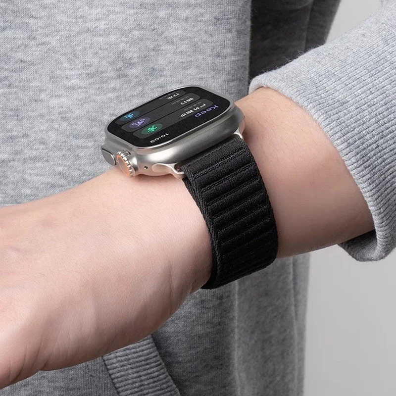 حزام نايلون لساعة أبل الترا 2 باند 49 مللي متر 10 9 8 7 45 مللي متر 41 مللي متر 44 مللي متر 46 مللي متر 42 مللي متر سوار مرن مضفر لسلسلة IWatch 6 SE