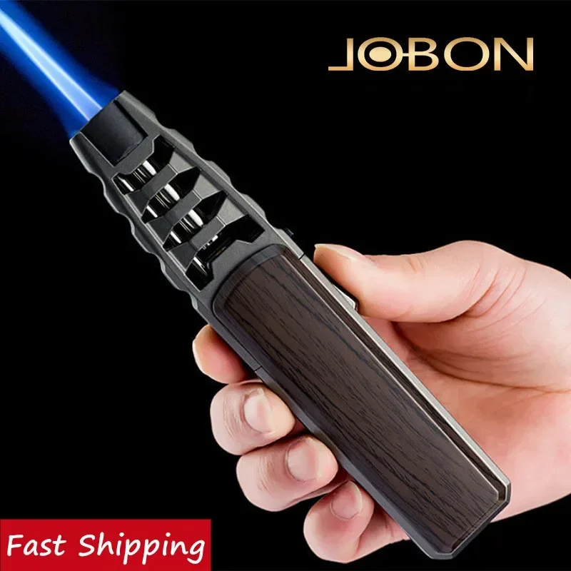 JOBON Metal Outdoor Windproof Butane Gas Lighter Turbine Torch Blue Flame Strong Fire Pistol Kitchen BBQ Baking Camping MenTools