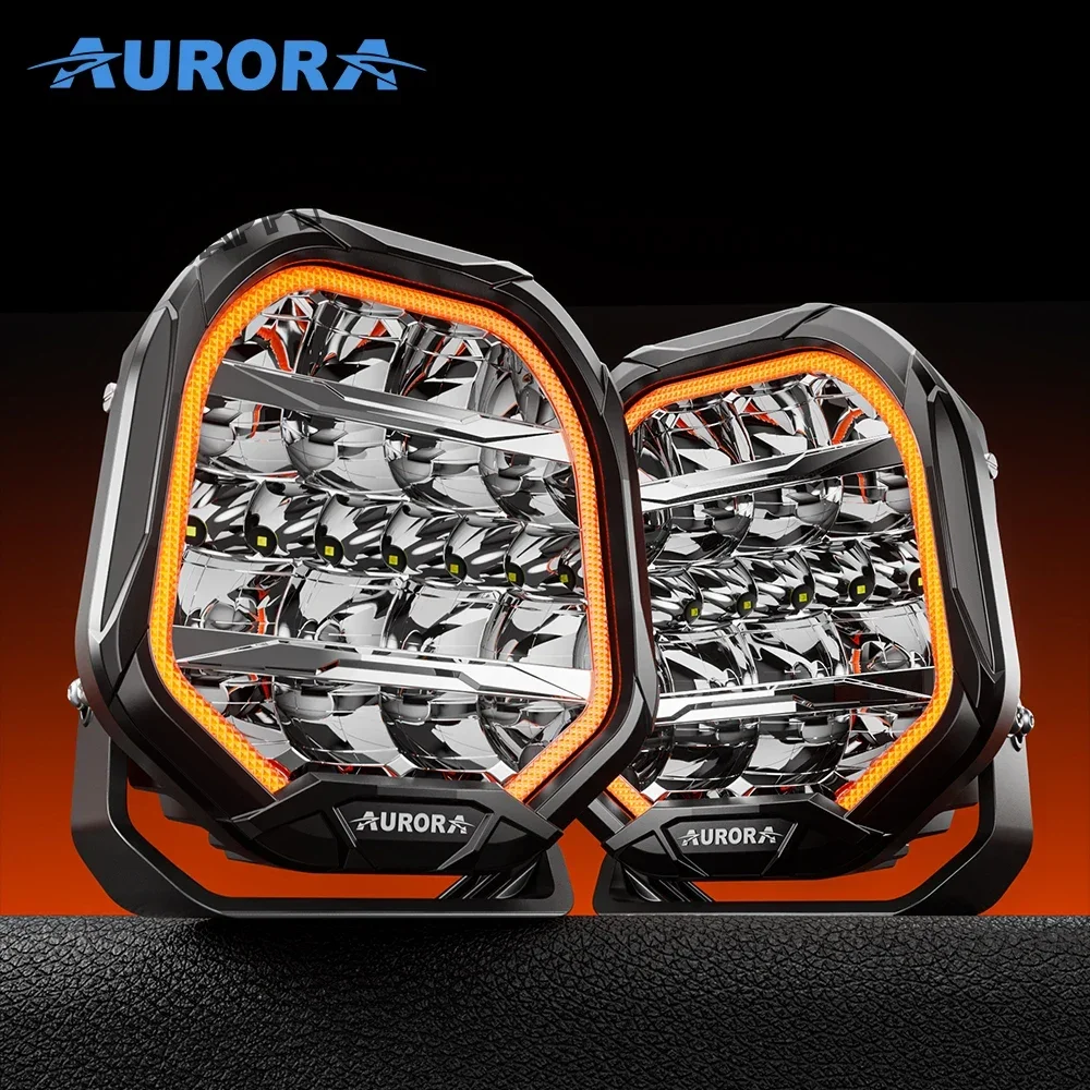 

HOT sale Aurora ATV UTV 9 Inch pair Off Road Lights Amber Car Auto Off Road Lights Round Led Driving Light