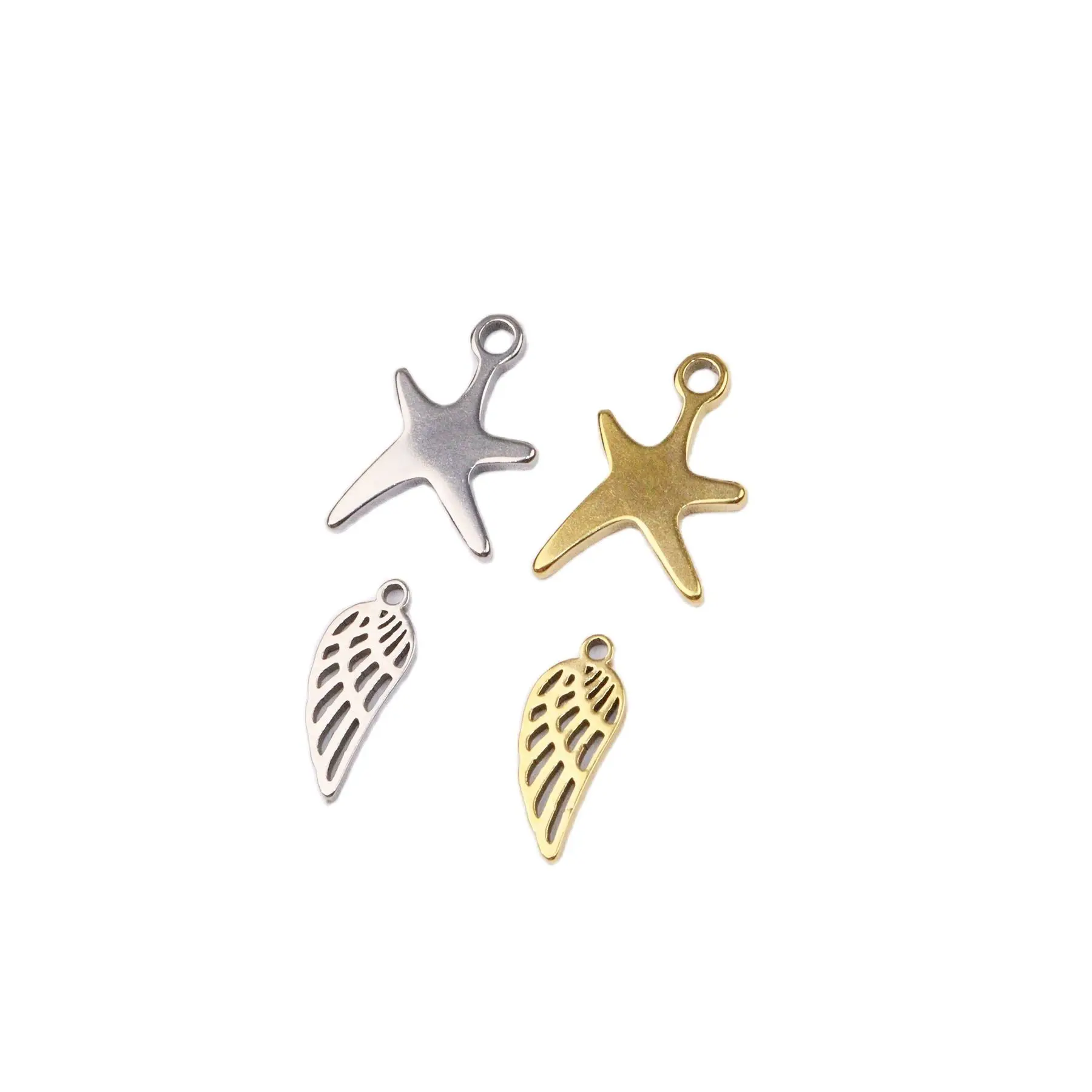 10pcs Wholesale Stainless Steel Anti-allergy Sea Star Charms Pendant DIY Necklace Earrings Bracelets Unfading Colorless 2 Colors