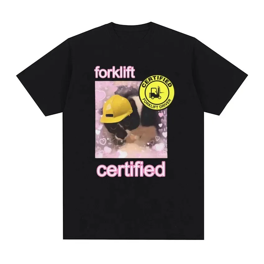 I Eat Cement Cursed Cat Funny Meme T Shirt dla mężczyzn Kobiety Moda Casual Koszulki z krótkim rękawem Męskie Ponadwymiarowe Bawełniane T-shirty Topy