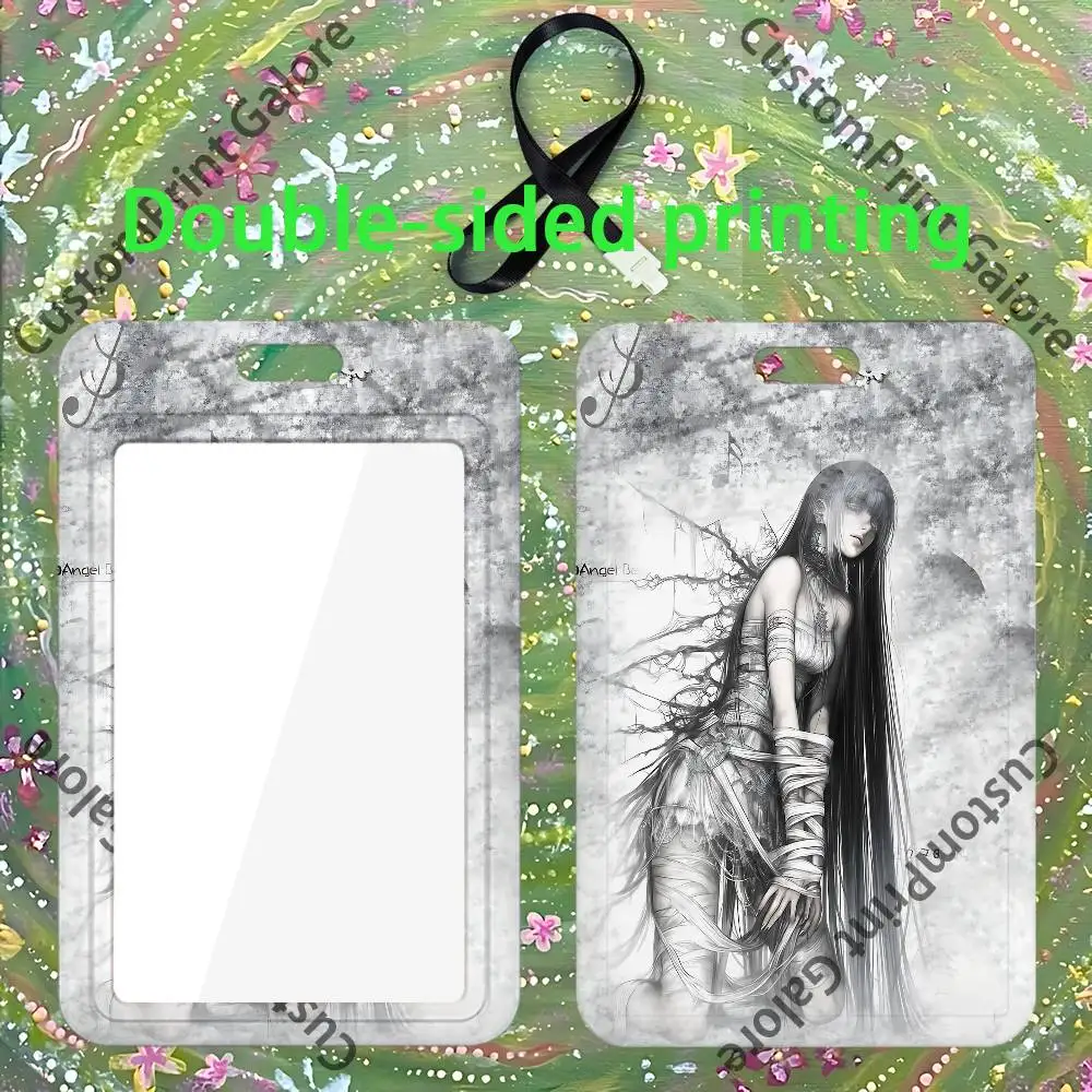 Cyber Sigil Angel Cross Transparent PVC  ID Card Sleeve Badge Dustproof Case For Staff School Student Work Card view 5