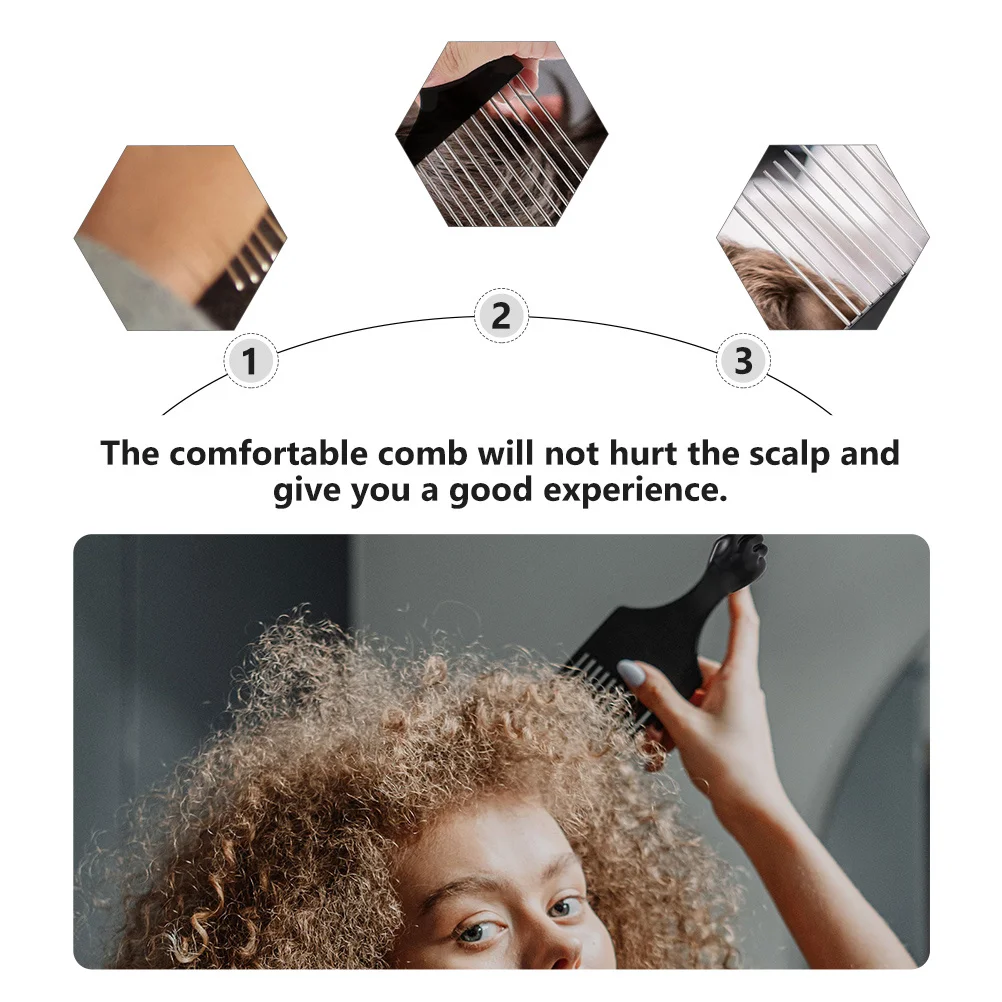 

6Pcs Steel Combs Afro Braid Picks ABS Handle Hair Styling Tools Lightweight Portable Practical Decorative Afro Combs