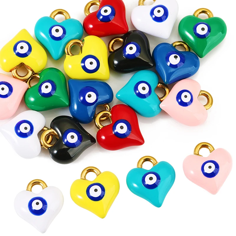 5pcs Stainless Steel Heart Devil Eye Charms for Jewelry Making DIY Women Necklace Earrings Jewelry Pendants Fashion Accessories