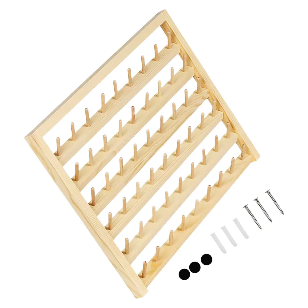 

1 Set Wooden Spool Holder Desktop Sewing Rack Organizer Storage Stand For Embroidery Thread Spools Solid Wood Thread Holder