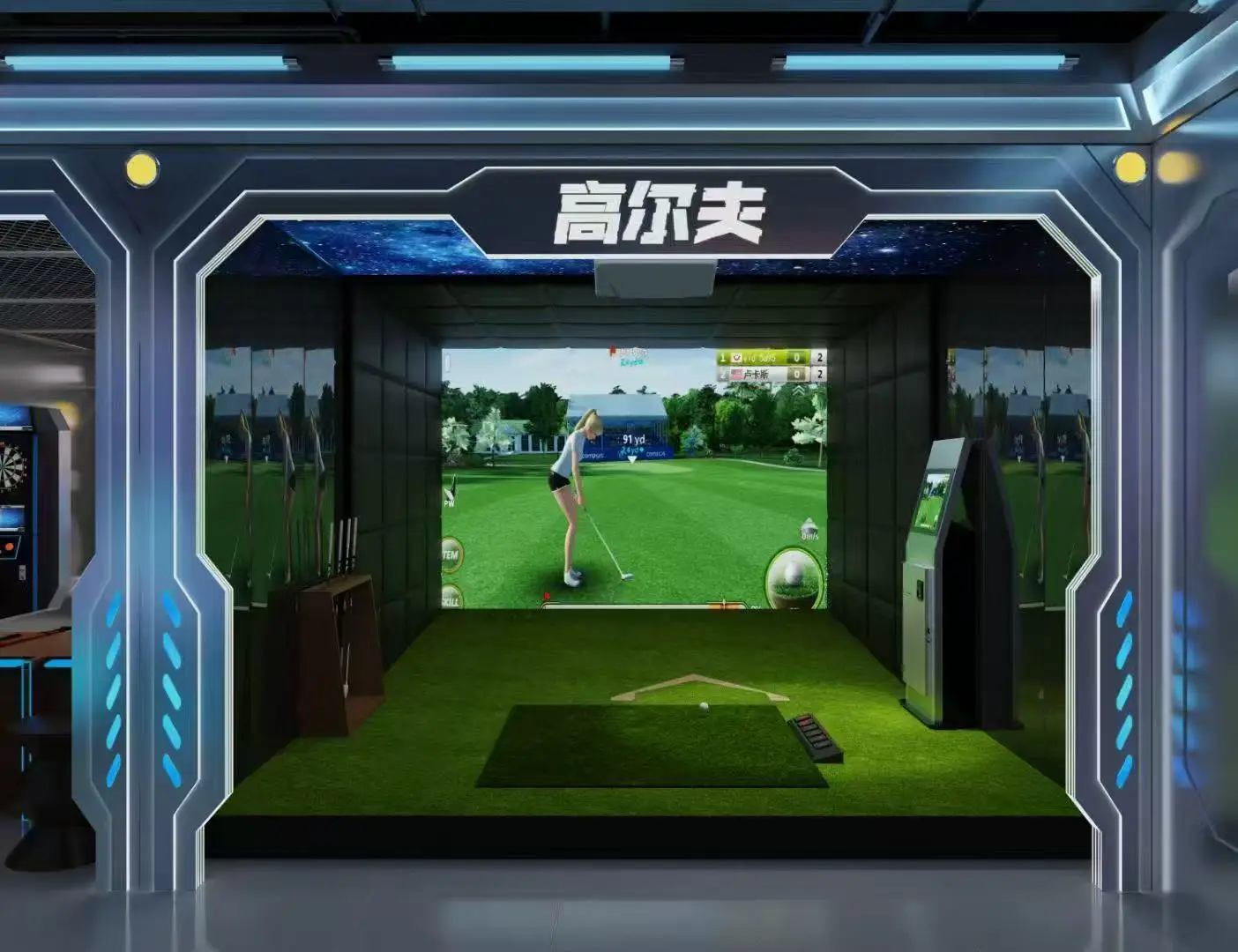 Simulateur de golf en salle, système de simulateur de golf VR, machine de jeu de réalité virtuelle, golf et simulateur en vente