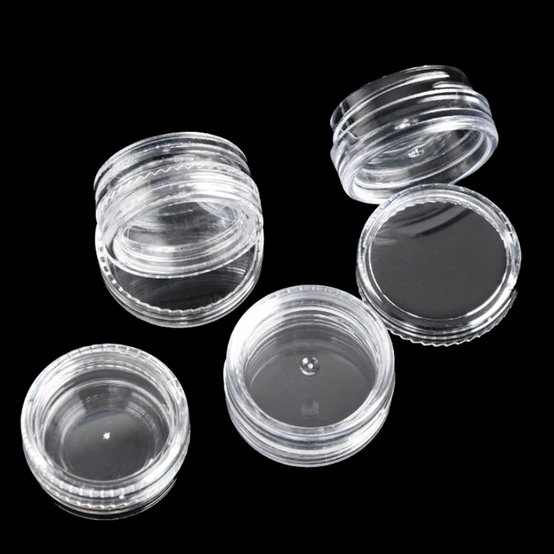 10Pcs Sample Clear Cream Jar Mini Cosmetic Bottles Containers Transparent Pot For Nail Arts Small Clear Can Tin For Balm
