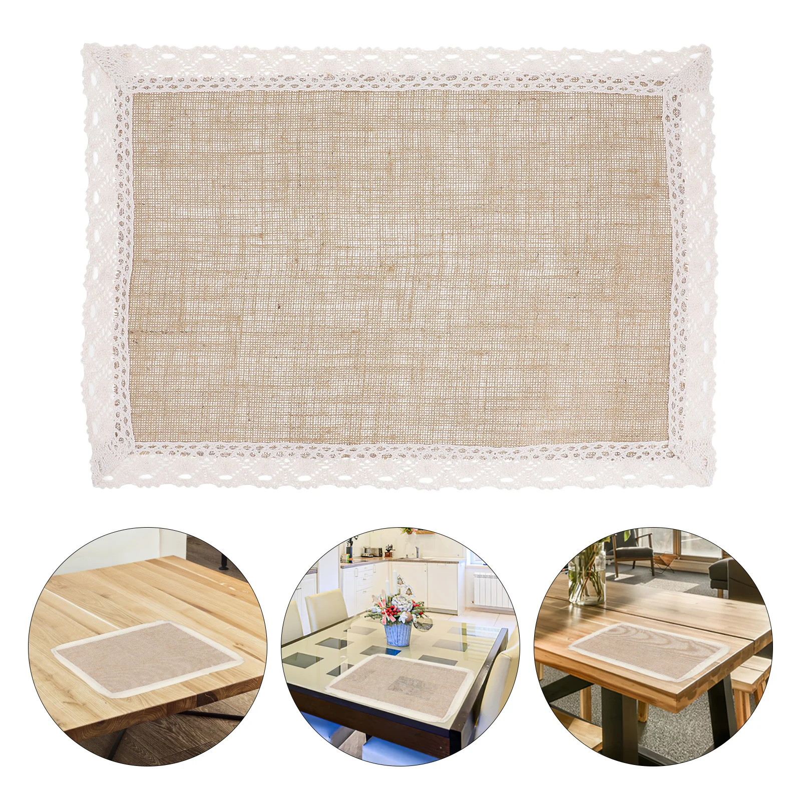 

4 pcs Natural Jute Placemats Heat Resistant Table Mats Farmhouse Burlap Drink Coasters Linen Kitchen Mats Wipeable For Christmas
