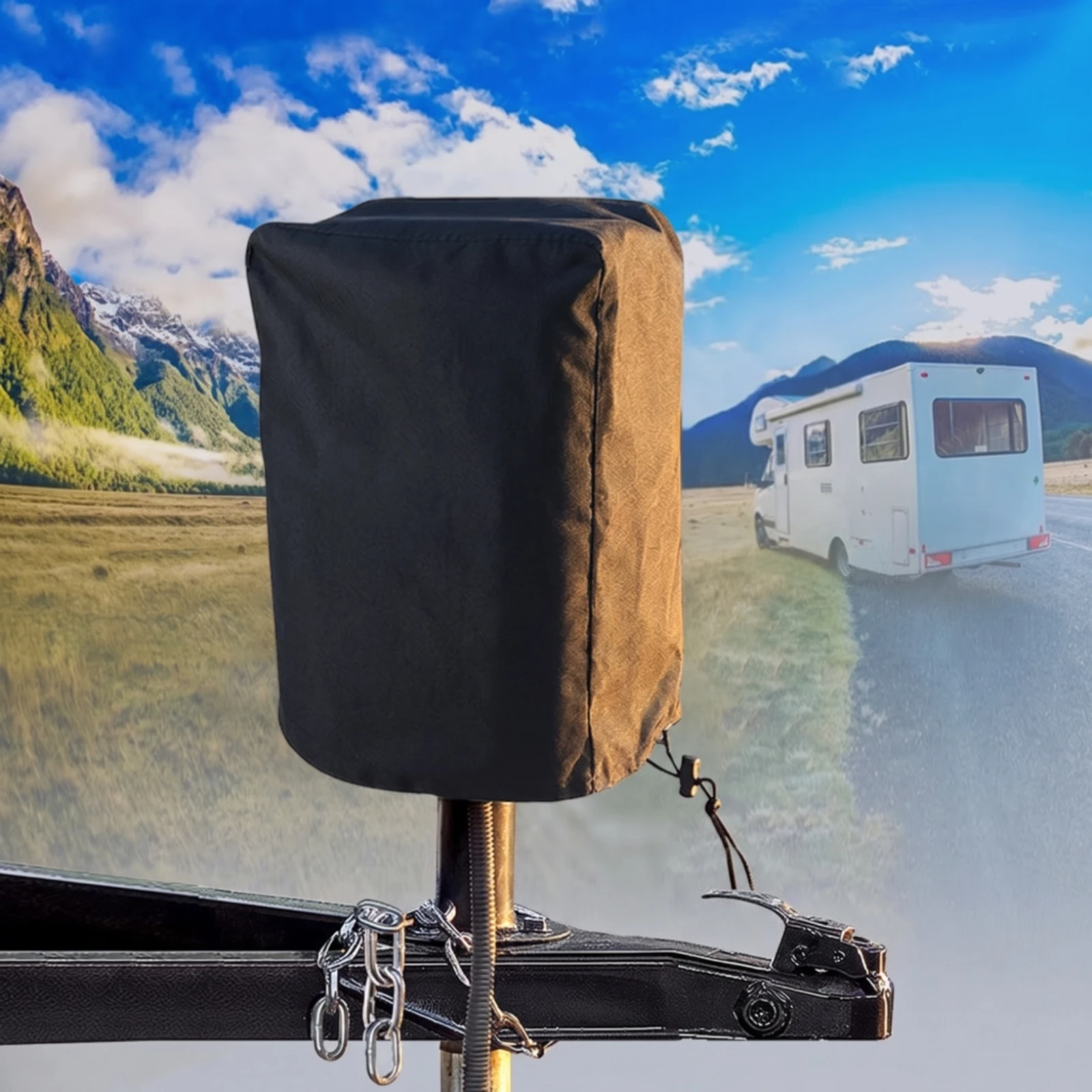 RV Electric Hitch Jack Cover Weatherproof Electric Hitch Jack Cover Shielding Sleeve with Drawstring Dustproof Heavy-Duty
