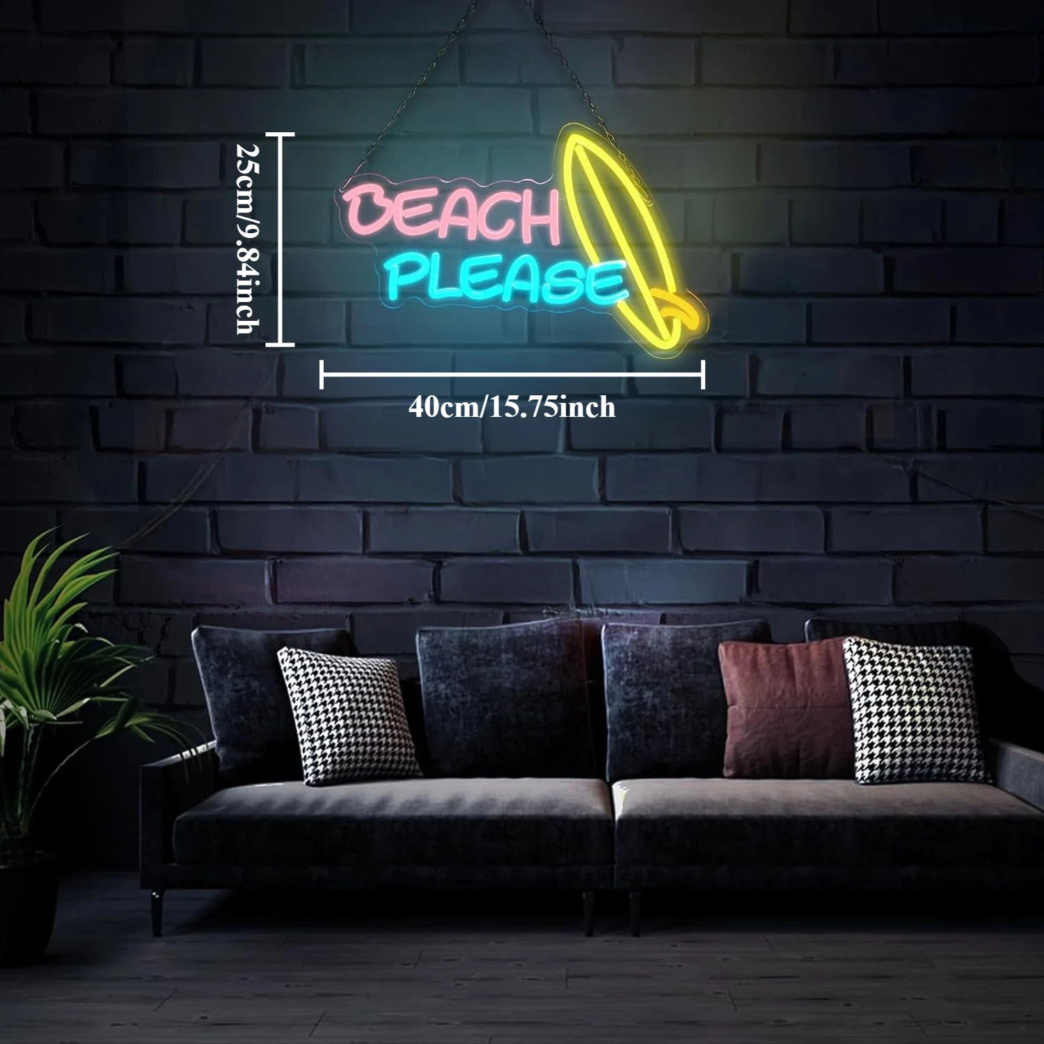 해변 네온사인 디밍 가능 네온 LED 조명 사인, USB 전원, 벽 장식용, 침실, 거실, 바, 해변 파티 장식용