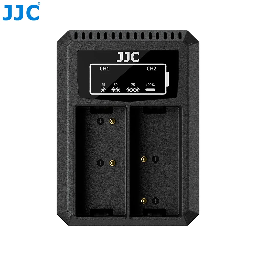 Cargador de Batería USB Tipo C JJC para Batería Olympus BLH-1, Cargador para OM-D E-M1 Mark II, III, E-M1X con Cable de Carga