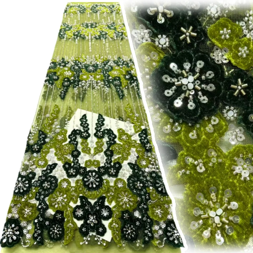 

Роскошная нигерийская бархатная кружевная ткань с блестками, 2022, высокое качество, африканская кружевная ткань с бусинами для женщин, свадебные платья SZ1674