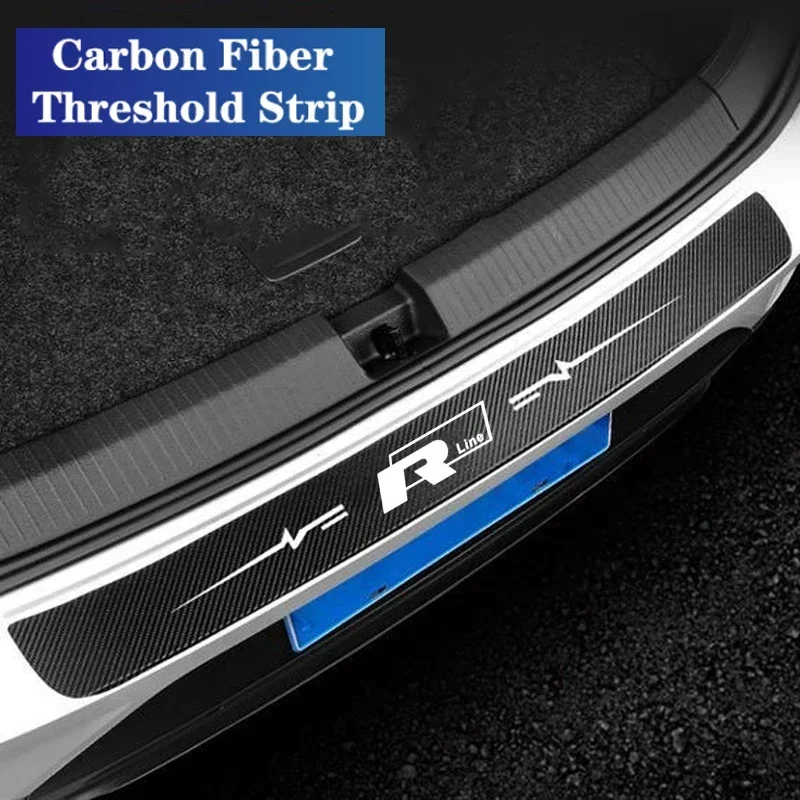 Car Door Sill Protector Threshold Stickers for Volkswagen VW Rline R Line Badge Golf POLO Trunk Door Anti Scratch Trim Strips