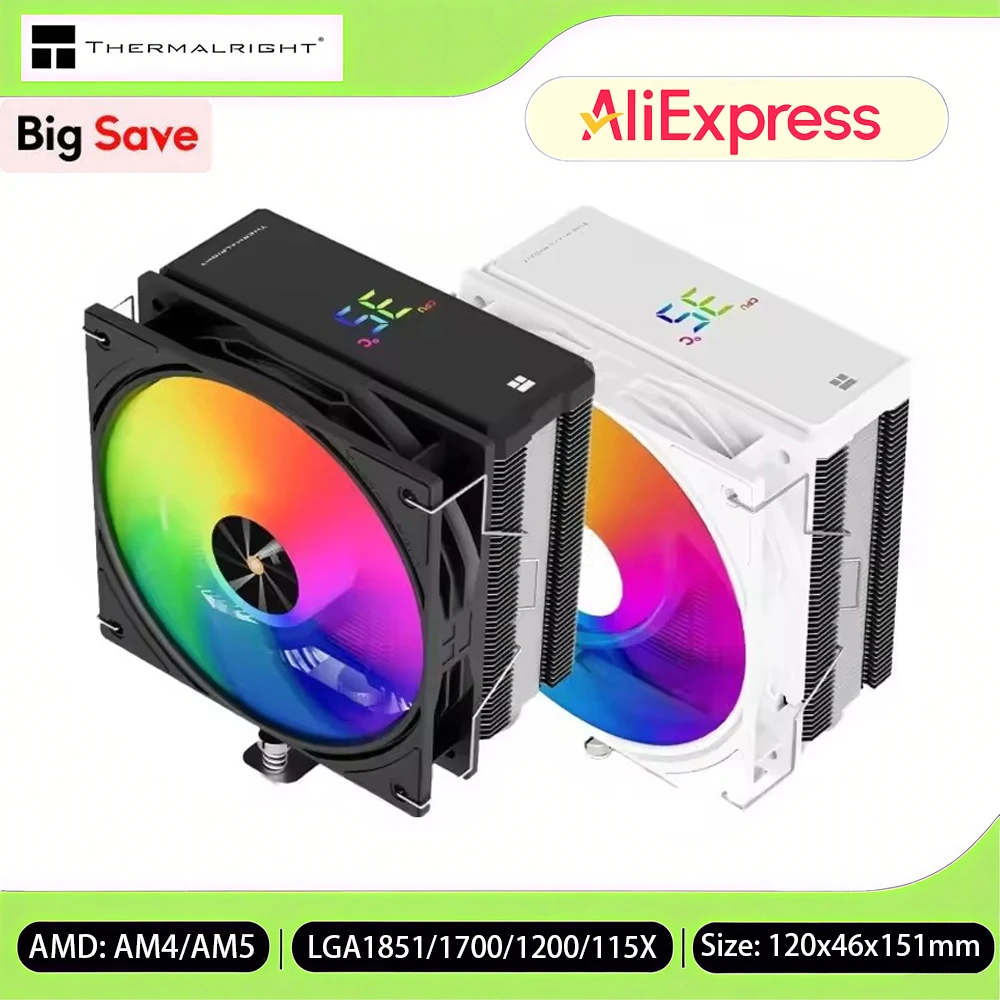 

Thermalright Assassin X 120 R Digital ARGB CPU Cooler Temperature Display Computer Heatsink Cooling for AM5 AM4 Intel 1851/1700