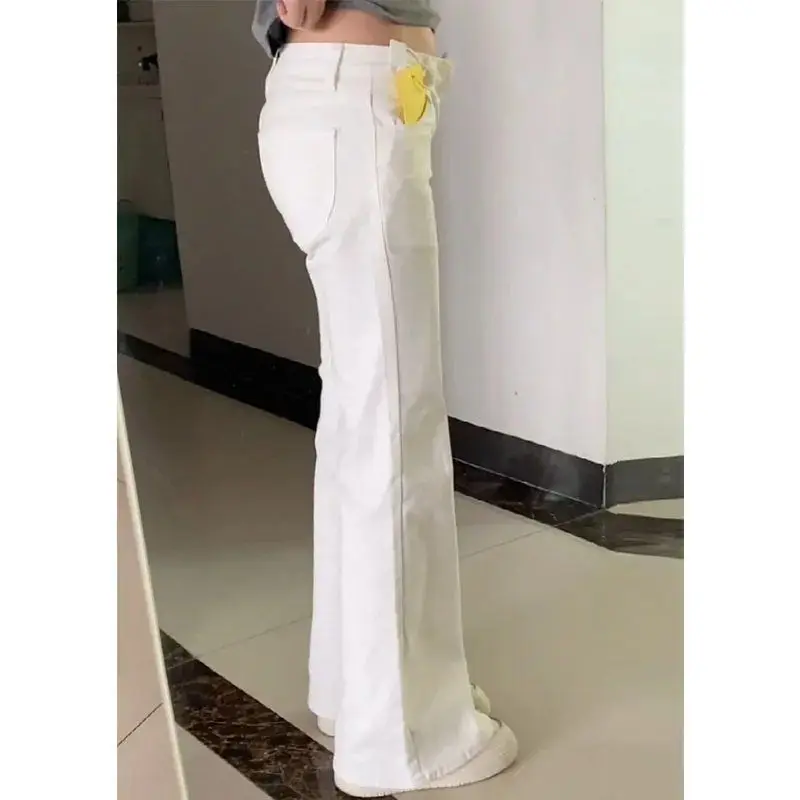 

Women'S Wide Jeans Woman Winter Trousers Straight Blue Casual Retro 2000S American Distressed Hole Ripped Female Clothing Unisex