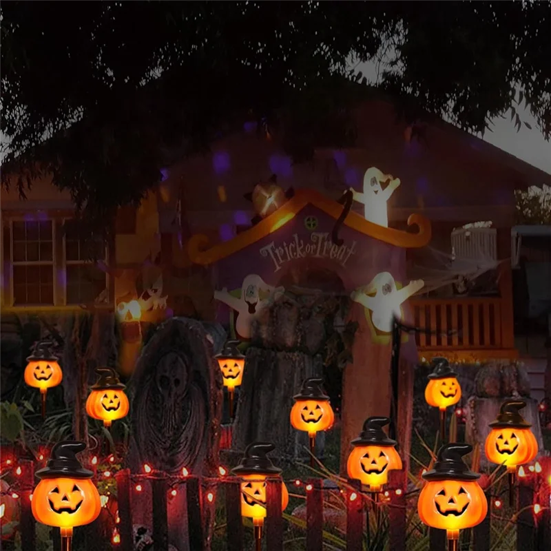 

MOPHE-фонарь на солнечной энергии Jack O', гирлянда для лампы, 6 упаковок, оранжевые украшения для стежки на Хэллоуин, уличный двор на Хэллоуин, Dis