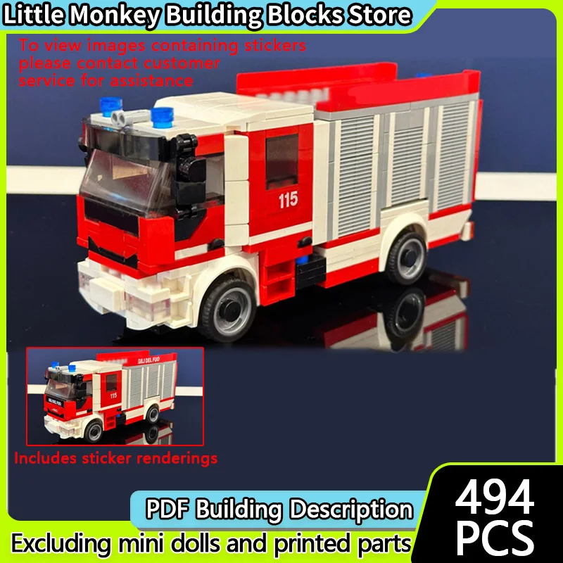 

Urban Rescue Vehicles Model MOC Building Bricks Fire Truck Modular Technology Children Holiday Gifts Assemble Toys Suit