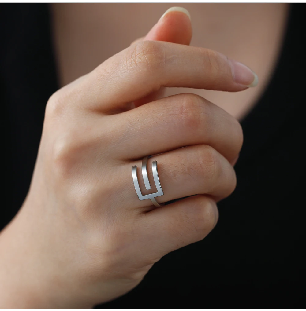 Cooltime geometrische u Form verstellbare Ringe Punk Edelstahl ringe für Frauen Schmuck Geschenk neu in ﻿ – Detail 7