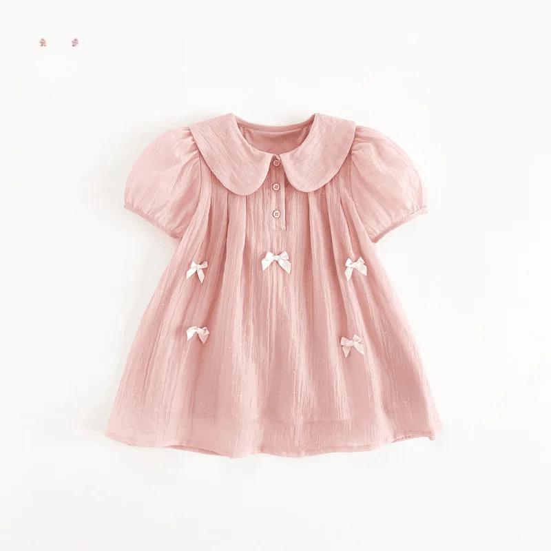 Baby Girl Dress Girls New French Fashion Dress Children Summer Dresses Butterfly Embellished Lapel Sweet Princess Dresses